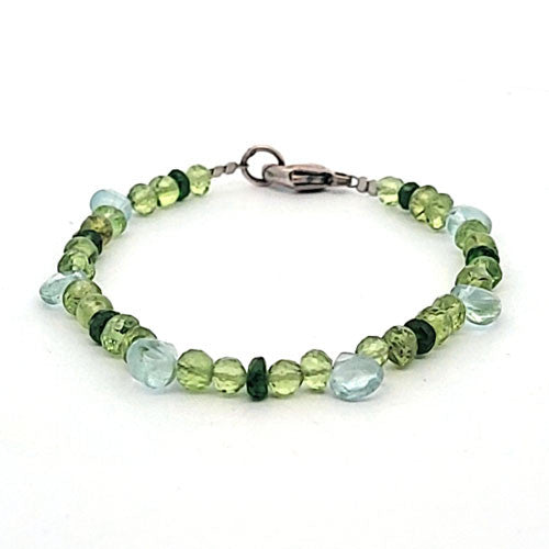Bohemian Design Armband Peridot, Aquamarin und Chromdiopsid Steindesign - 1