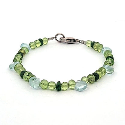 Bohemian Design Armband Peridot, Aquamarin und Chromdiopsid Steindesign - 1