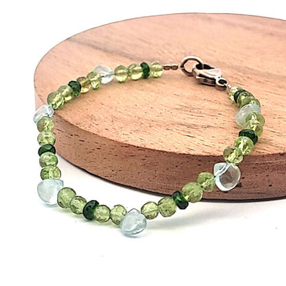 Bohemian Design Armband Peridot, Aquamarin und Chromdiopsid Steindesign - 2