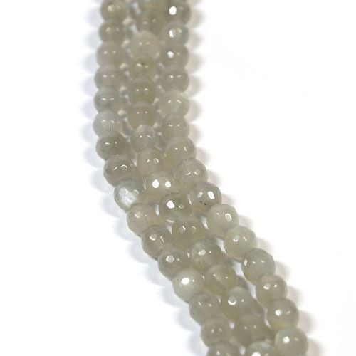 Mondstein grau Kugelstrang 5mm, facettiert  - 1