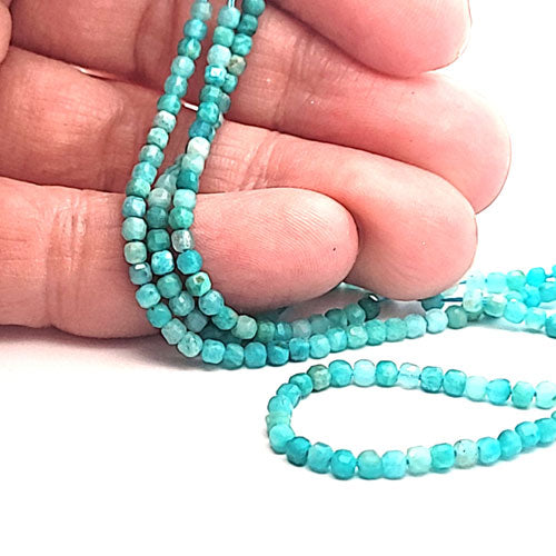 Amazonit, Cube Strang 2,5 mm facettiert