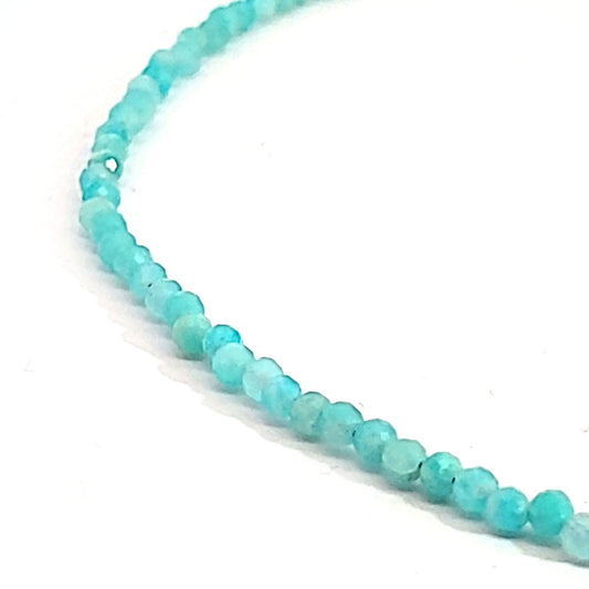 Collana di perline di amazzonite sfaccettata da 3 mm
