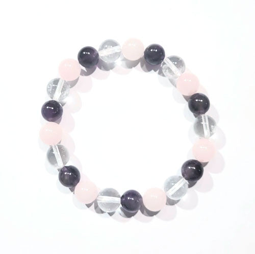 Amethyst-Rosenquarz-Bergkristall Armband 10mm  - 1