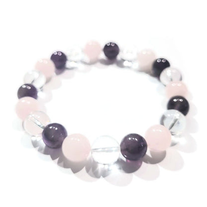 Amethyst-Rosenquarz-Bergkristall Armband 10mm  - 2