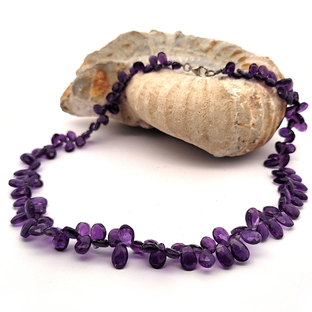 Amethyst Kette Tropfen facettiert