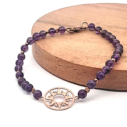 Amethyst Armband mit Sonne des Lebens  - 2