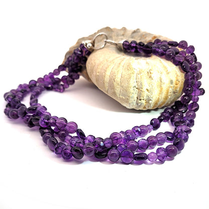 Amethyst Coller Kette dreireihig