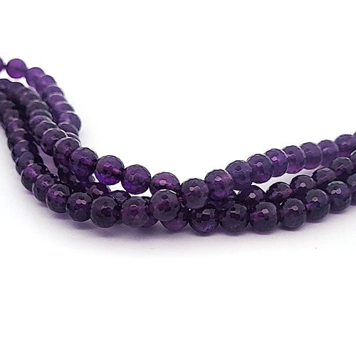 Amethyst, Kugelstrang facettiert 6 mm  - 2