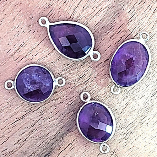 Amethyst Silberelement oval mit 2 Ösen  - 4