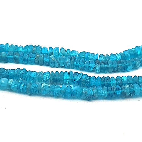 Apatite blue, button strand faceted 4 mm