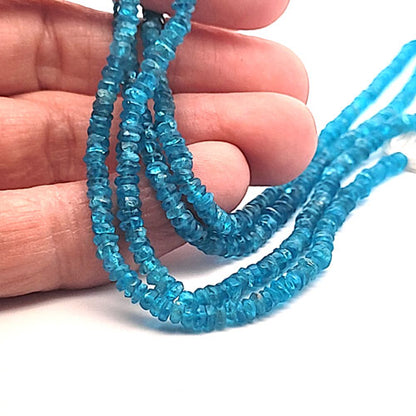 Apatite blue, button strand faceted 4 mm