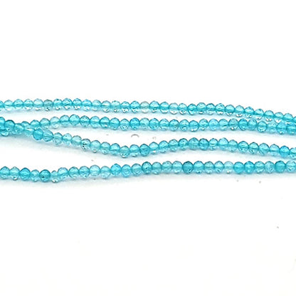 Apatite blue, 2.5 mm faceted bead strand