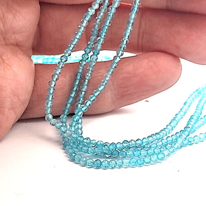 Apatite blue, 2.5 mm faceted bead strand