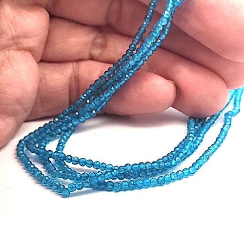 Apatite blue, 2.5 mm faceted bead strand
