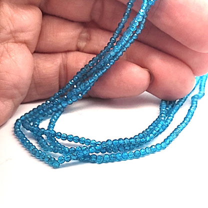 Apatite blue, 2.5 mm faceted bead strand