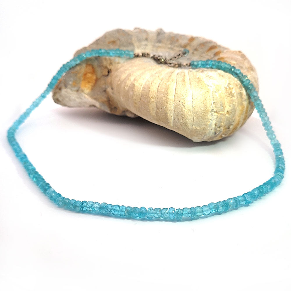 Apatite necklace button 5 mm faceted