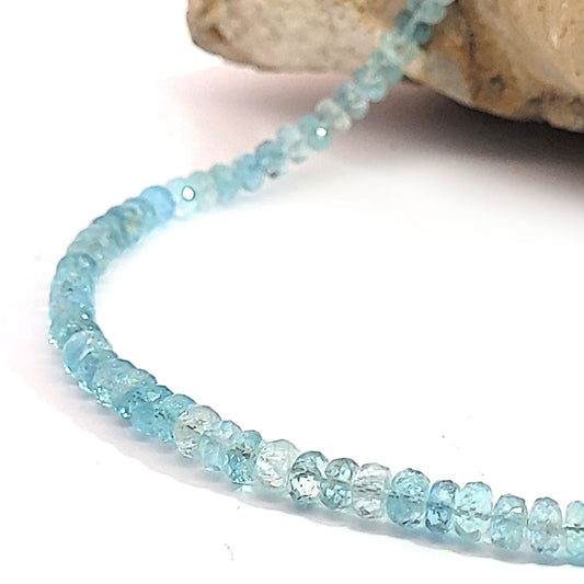 Aquamarin Kette Button 5 mm facettiert