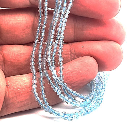 Acquamarina AA, filo di perle sfaccettate da 2 mm