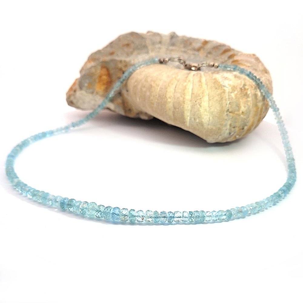Aquamarine necklace button 4-6 mm faceted