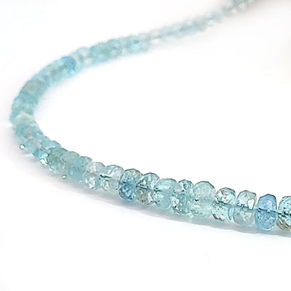 Aquamarine necklace button 4-6 mm faceted