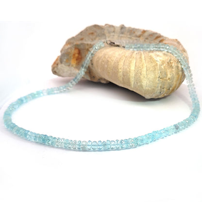 Aquamarine necklace button 6 mm faceted