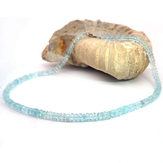 Aquamarin Kette Button 6 mm facettiert