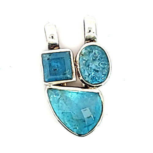 Aquamarin Design Anhänger facettiert  - 4