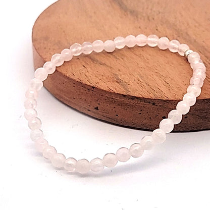 Rosenquarz Kugelarmband 4 mm facettiert