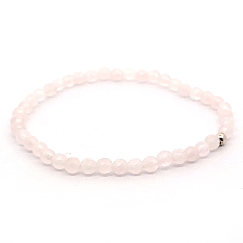 Rosenquarz Kugelarmband 4 mm facettiert