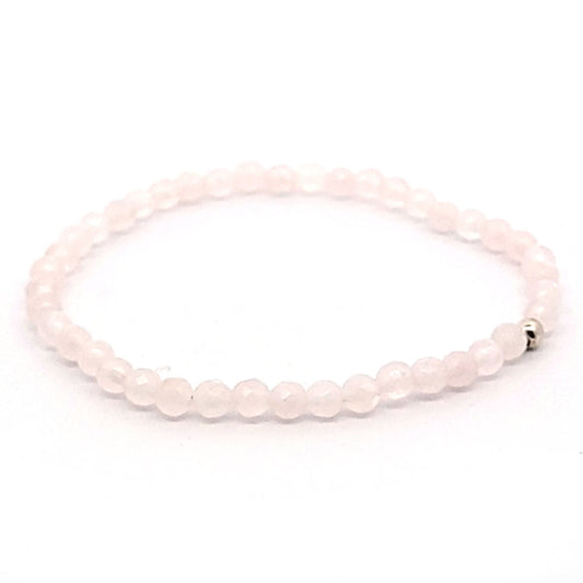 Rosenquarz Kugelarmband 4 mm facettiert
