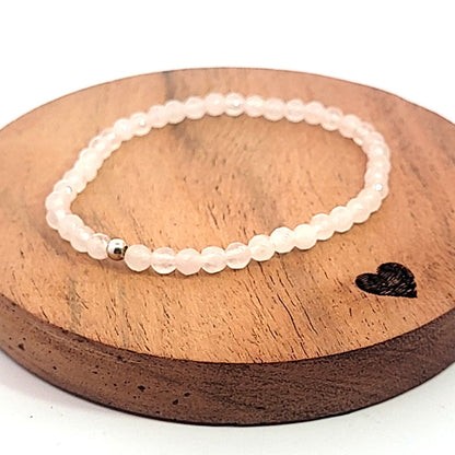 Rosenquarz Kugelarmband 4 mm facettiert