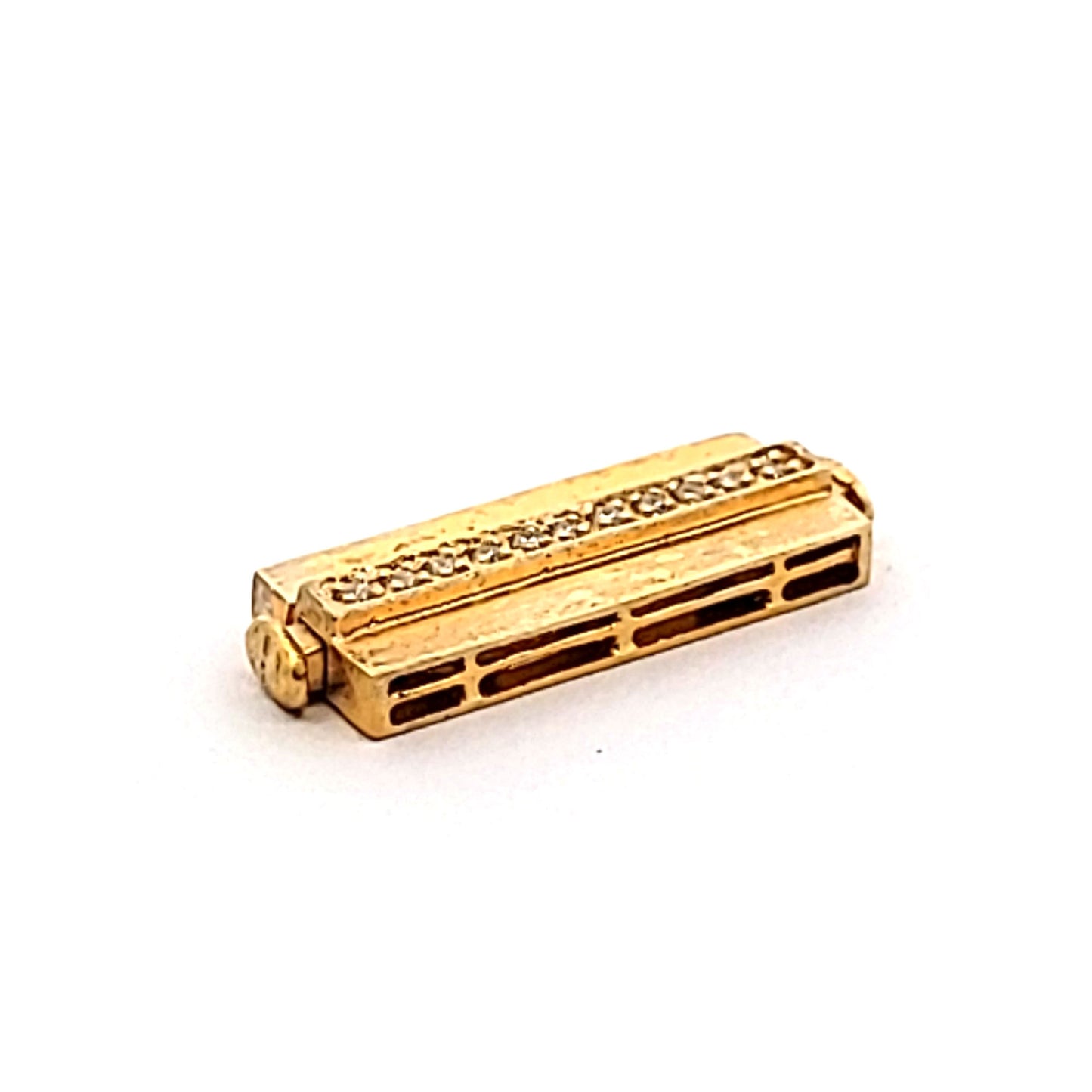 Bracelet clasp box with cubic zirconia, matte gold-plated silver