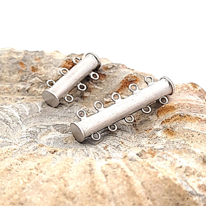 Magnetic bracelet clasp, 5 rows, rhodium-plated matte silver