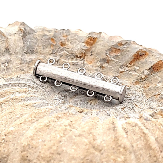 Armbandschließe Magnet 5-reihig, Silber rhodiniert matt