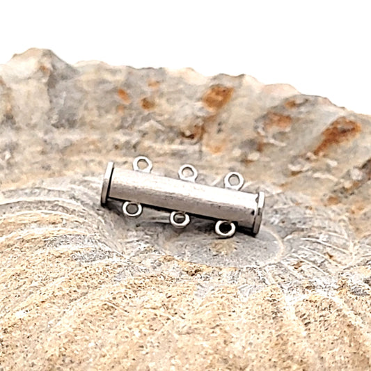 Armbandschließe Magnet 3-reihig lang, Silber rhodiniert matt