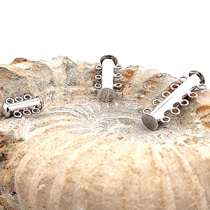 Armbandschließe Magnet 3-reihig lang, Silber rhodiniert