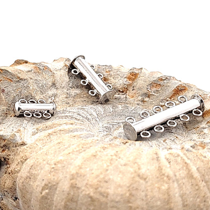 Armbandschließe Magnet 3-reihig lang, Silber rhodiniert