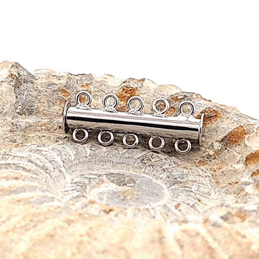 Armbandschließe Magnet 5-reihig, Silber rhodiniert