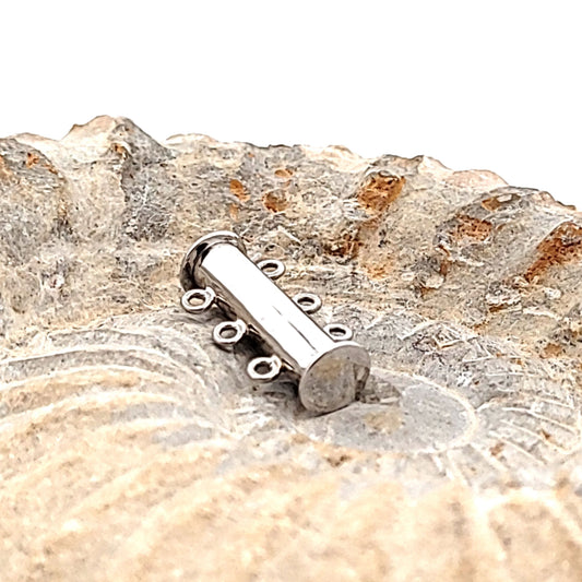 Armbandschließe Magnet 3-reihig lang, Silber rhodiniert