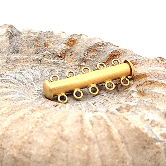 Armbandschließe Magnet 5-reihig, Silber vergoldet matt