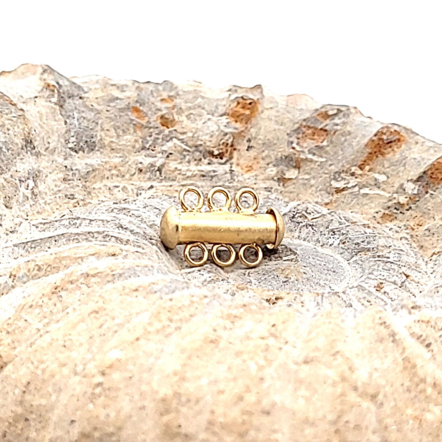 Chiusura magnetica per bracciale, a 3 file, corta, argento, placcata oro, opaca