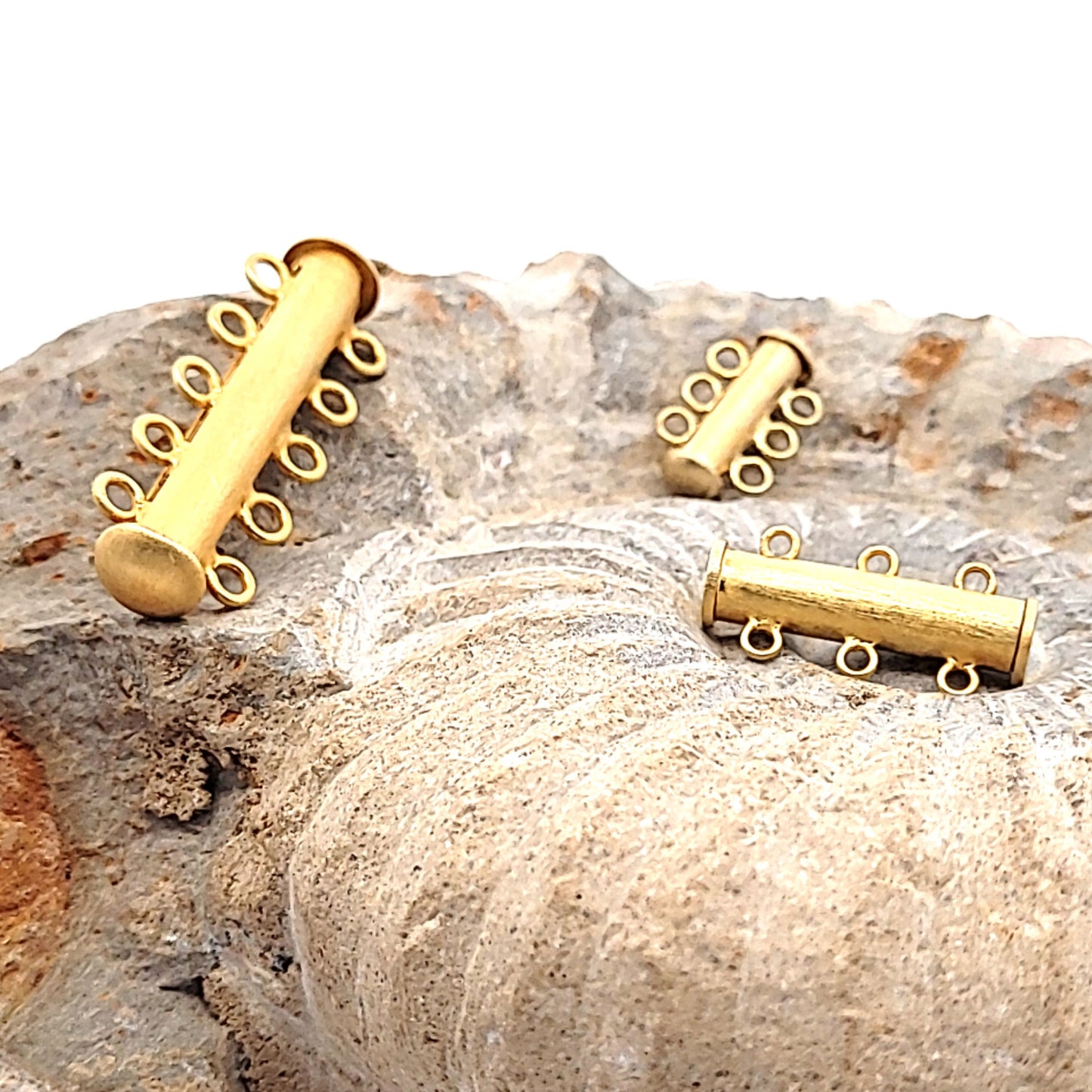 Chiusura magnetica per bracciale, 5 file, argento placcato oro opaco