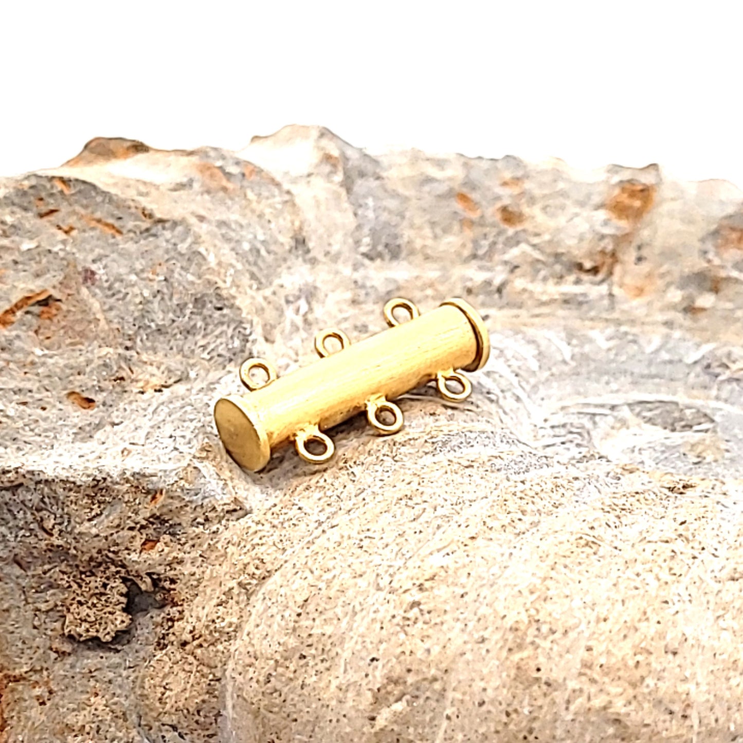 Armbandschließe Magnet 3-reihig lang, Silber vergoldet matt