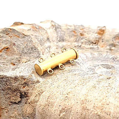 Armbandschließe Magnet 3-reihig lang, Silber vergoldet matt