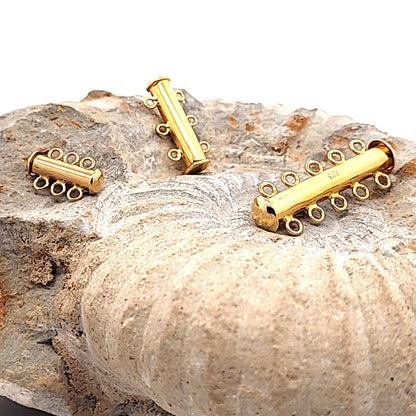 Armbandschließe Magnet 3-reihig lang, Silber vergoldet