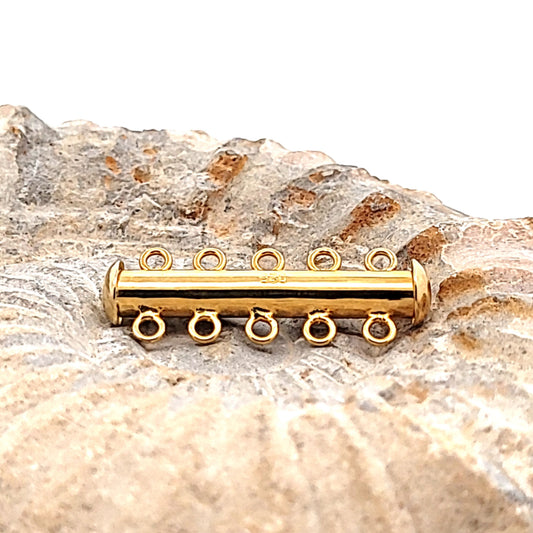 Armbandschließe Magnet 5-reihig, Silber vergoldet