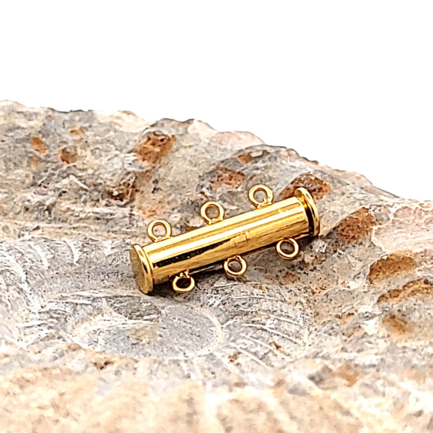 Armbandschließe Magnet 3-reihig lang, Silber vergoldet