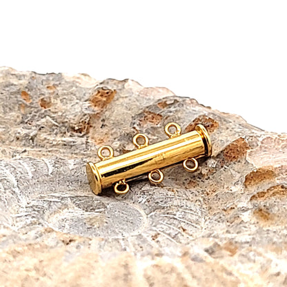 Armbandschließe Magnet 3-reihig lang, Silber vergoldet