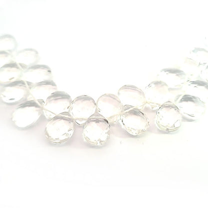 Rock crystal, drop strand faceted