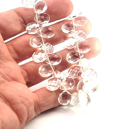 Rock crystal, drop strand faceted